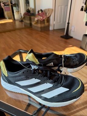 adidas Women Black & White Sneakers with Gold Accents